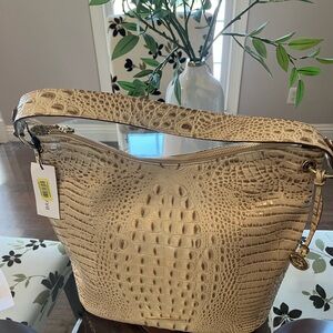Brahmin Tan Crocodile-Embossed Shoulder Bag NWT. This is a large purse.